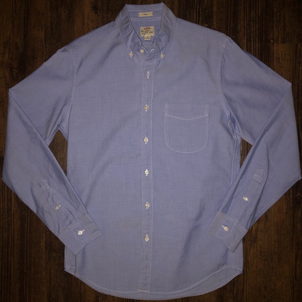 J Crew Blue Cotton Oxford Slim Fit Small NWOT